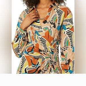 Vibrant Abstract Print Wrap Dress